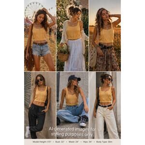 POL Knit Crop Tank Top Yellow Size S Cable Knit Boho Cottagecore